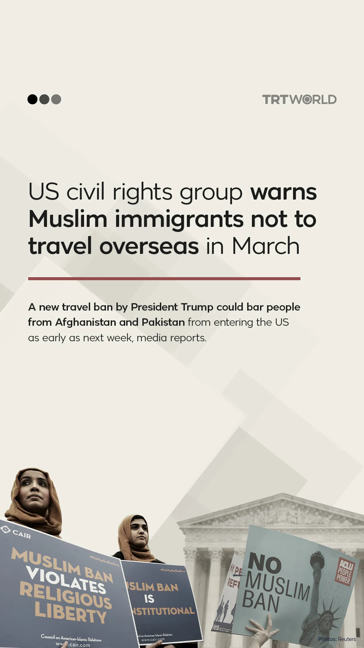US civil rights group warns Muslim immigrants not to travel overseas in March